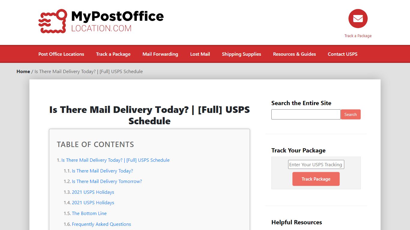 Is There Mail Delivery Today? | [Full] USPS Schedule - My Post Office ...